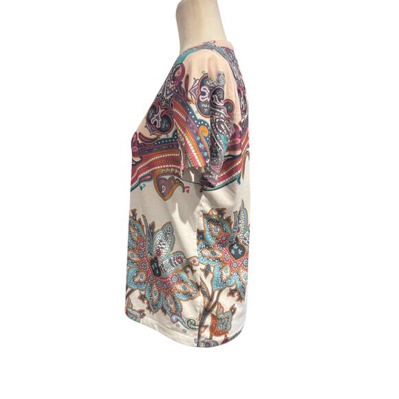 Desigual Multicolor Paisley Print T-Shirt Size S Y2K Boho Art Print - Picture 2 of 7